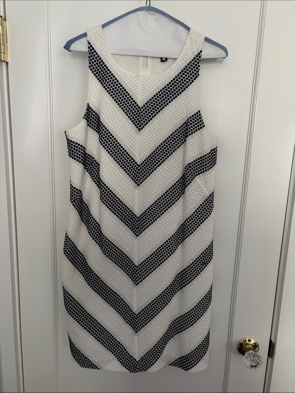 Ann Taylor Navy and White Chevron Shift Mini Dress